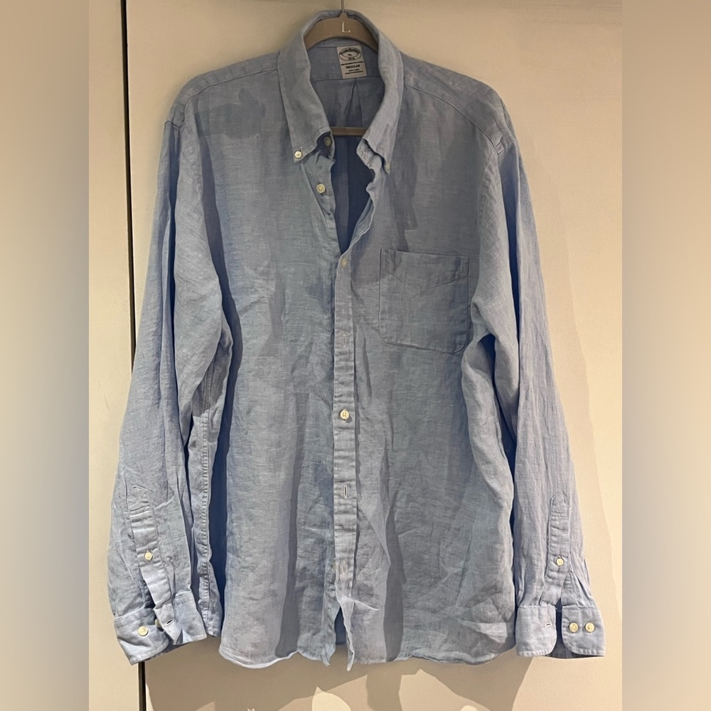 Brooks Brothers Sky Blue Linen Polo XL
